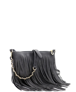 Faux Leather Fringe Hand Bag E031PP CHARCOAL GRAY